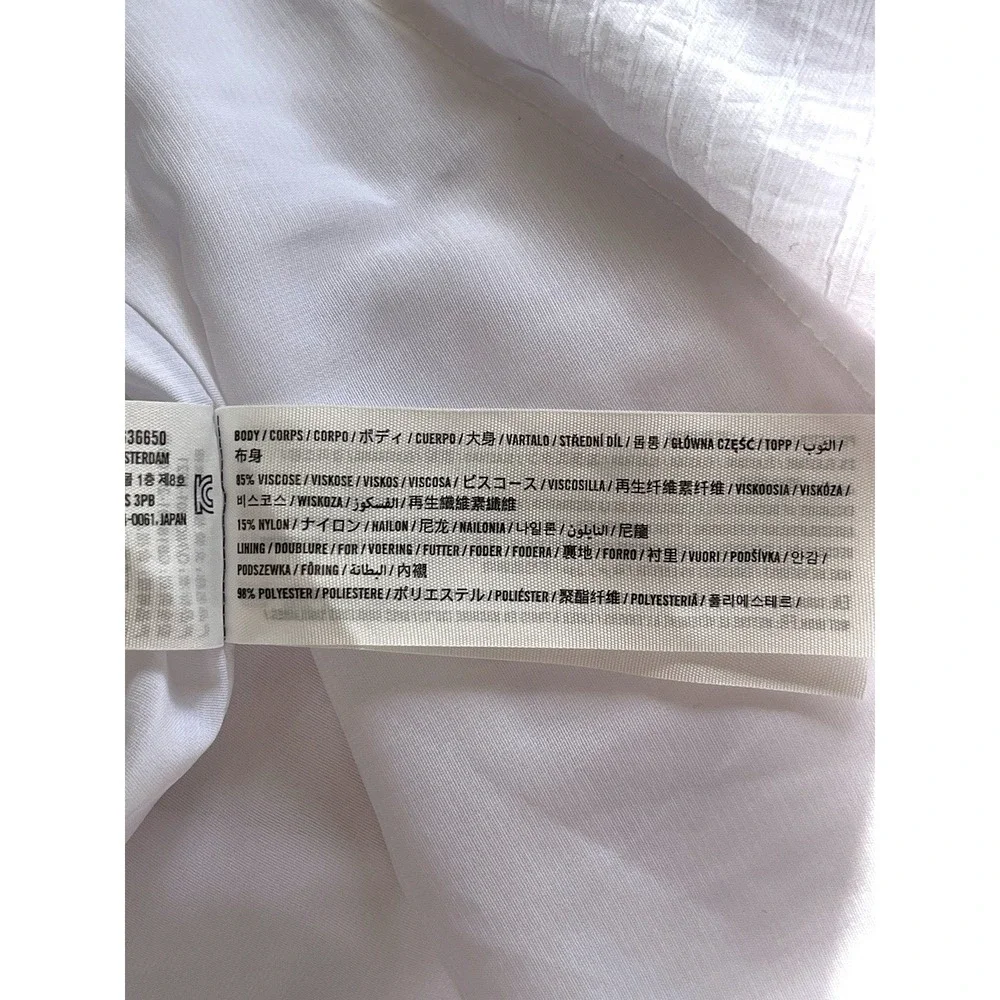 NWT Abercrombie & Fitch Crinkled Texture Babydoll Maxi Dress Size XXS White